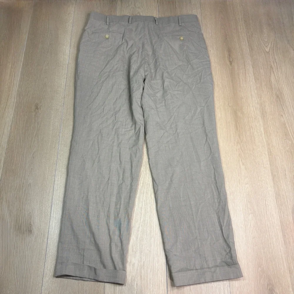 Ralph Lauren Mens Pleated Dress Pants‎ Taupe Cuffed Trousers 38W x 30L RN 90736